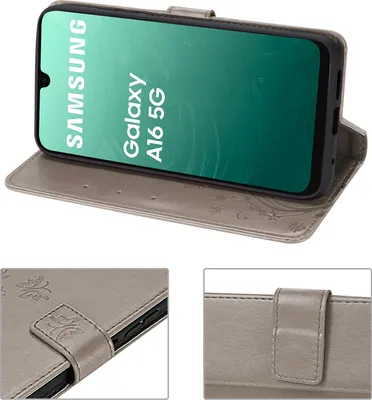 Produktbild von Handy Tasche für Samsung Galaxy A16 5G Hülle Handyhülle Klapphülle Wallet Case Grau