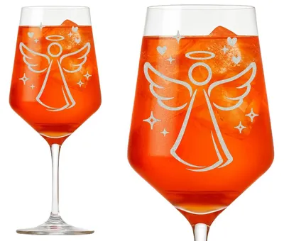 Produktbild von Weinglas mit eleganter Engelgravur 350ml spülmaschinenfest für festliche Anlässe