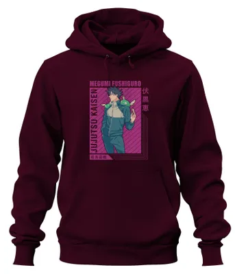 Immagine prodotto di Megumi Fushiguro Jujutsu Kaisen Shikigami Anime Regalo Retro Unisex Felpa con cappuccio, Borgogna, 3XL