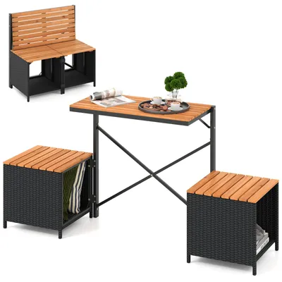Obrázek produktu pro COSTWAY 2 v 1 zahradní lavice, přestavitelný piknikový stůl a lavice, balkonová souprava, balkonový nábytek Malý balkon, sedací souprava, sedací souprava