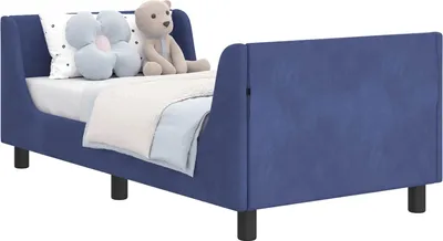 Obrázok produktu pre vidaXL Detský rám postele s čelom polícia modrá 80 x 160 cm zamat