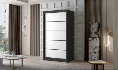 Produktbild von Zweitüriger Kleiderschrank NICA – Breite 100 cm, schwarz/weiß