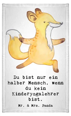 Produktbild von Mr. & Mrs. Panda Handtuch Kinderyogalehrer Herz - Weiß - Geschenk, Klein, Gäste-WC, Frotteetuch, Mini-Handtuch, frottierhandtuch