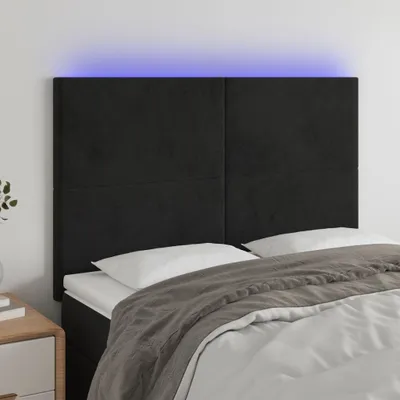 Produktbild von The Living Store LED Kopfteil Schwarz 144x5x118/128 cm Samt