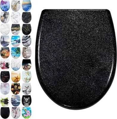 Obrázek produktu pro Kryt na toaletu – WC kryt – styl „Close“ – rychloupínací mechanismus – 45 x 37 cm – černý