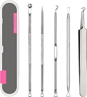 Produktbild von Mitesserentferner Pickel Ausdrücken Werkzeug Blackhead Remover aus Edelstahl mit Box Comedone Extractor Akne Mitesser Pickel Entferner Komedonenquetscher Set