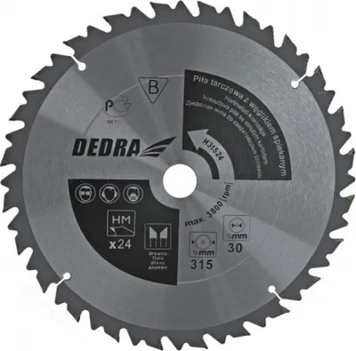 Produktbild von Dedra Kreissägeblatt 315x30mm 24z. mit HM-Einsätzen und Vorschubbegrenzer - HL31524