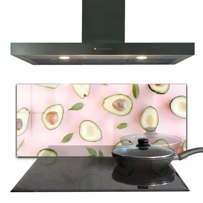 Produktbild von Spritzschutz aus Glas Küchenrückwand - Wandschutz für Herd und Spüle - 125x50 cm - Avocado-Zusammensetzung