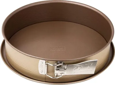 Produktbild von Zenker Springform Ø 26 cm MOJAVE GOLD, Backform mit Flachboden und Auslaufschutz aus Stahlblech, runde Kuchenform mit keramisch verstärkter Antihaftbeschichtung (Farbe: Mahagoni/Gold)