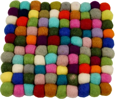 Produktbild von Filzuntersetzer, Untersetzer aus Filzkugeln, Filzdekoration Quadratisch 20*20 cm - Bunt, Mehrfarbig, Filz,Wolle, Untersetzer, Tabletts