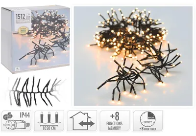 Immagine prodotto di Gruppo di luci natalizie 1512 LED - bianco extra caldo - 11 metri