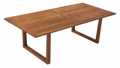 Obrázek produktu pro Stůl do zahrady, jídelní stůl, hnědý, dřevěný, designový, pro terasu, zahradní nábytek