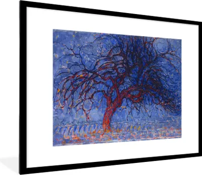 Produktbild von MuchoWow® MuchoWow® Gerahmtes Poster Roter Baum - Piet Mondrian 80x60 cm - Poster mit zchwarzem Bilderrahmen - Schlafzimmer-Dekorationen - Fotoposter