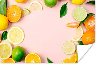 Produktbild von MuchoWow® Poster Obst - Zitrusfrüchte - Pastell 180x120 cm - Fotoplakat