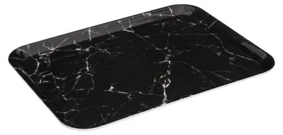 Image de Plateau de service mélamine - Aspect marbre - 43 x 33 cm - Noir