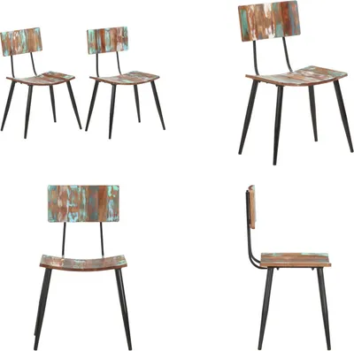 Productafbeelding van vidaXL Eetkamerstoelen, 2 stuks, massief gerecycled hout - Eetkamerstoel - Eetkamerstoelen - Eetstoel - Eetstoelen
