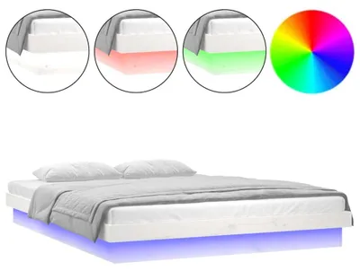 Produktbild von vidaXL Massivholzbett mit LEDs Weiß 120x190 cm