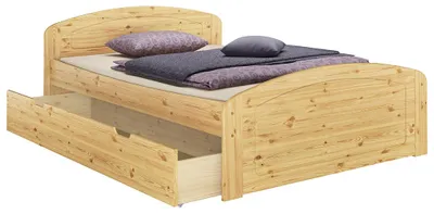 Produktbild von Funktionsbett kiefer massiv in Überlänge 140x220 Holzbett mit wählbarem Zubehör V-60.50-14-220Federholzrahmen inkl.
