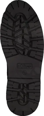 The sole of a black boot is shown against a white background.