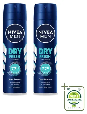 Immagine prodotto di 2 spray deodoranti NIVEA MEN Dry Fresh - 150 ml - confezione grande - 2 pezzi