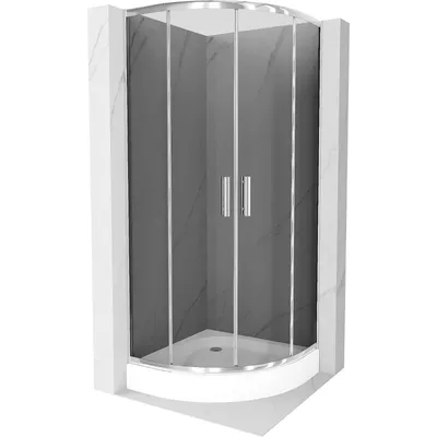 Obrázek produktu pro Mexen Rio půlkruhový sprchový kout 70 x 70 cm, Grafitově černá, Chromovaná + sprchová vanička Rio, Bílá - 863-070-070-01-40-4710