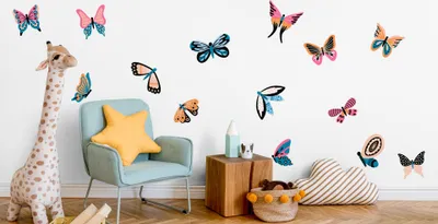 Produktbild von Muralo Wandsticker Farbenfrohe schne Schmetterlinge 75 x 150 cm Wandtattoo Wanddeko Aufkleber Set Kinderzimmer XXL
