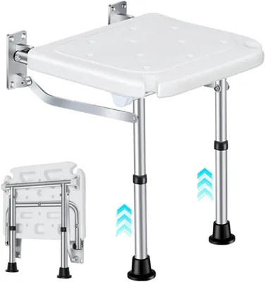 Obrázok produktu pre Sklopné sprchové sedadlo 40x32 cm, do 160 kg, nástenná montáž, skladacie, pre seniorov