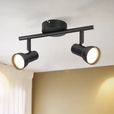 Image de ZMH Spot de plafond 2 flammes Plafonnier couloir Plafonnier noir Design moderne Intérieur Spots GU10 Plafonnier métal 350°Pivotant Spots pour chambre salon cuisine(Sans ampoule)