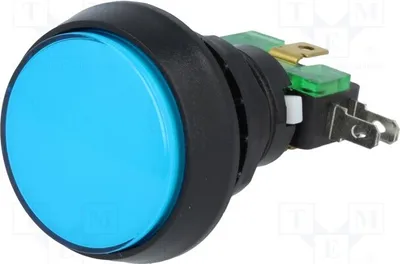 Produktbild von 1x  Schalter Druck Pos: 2 10A/250VAC  ON-(ON) Ø: 44mm  Stard-Schalter blau