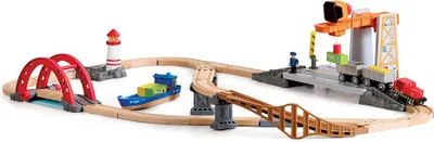 Produktbild von Hape See- und Eisenbahn-Frachtset - Spielzeug Zug und Schiff