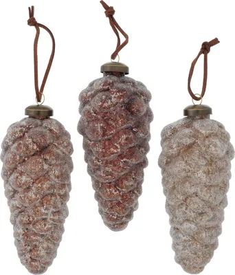 Produktbild von 3tlg Set Weihnachts-Anhänger Mikana Tannen-Zapfen Chrisbaum-Schmuck Adventskranz