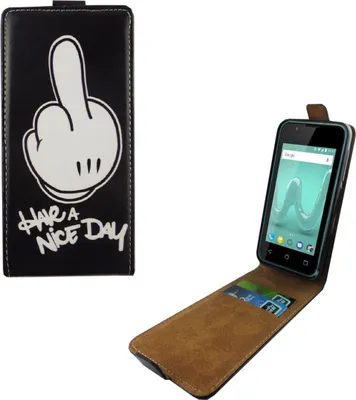 Produktbild von Handyhülle Tasche Flip für Wiko Sunny 2 Mittelfinger