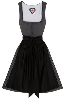 Produktbild von Element 2-teiliges Midi-Dirndl Kleid Dirndl Trachtenkleid Rocklänge 60cm, Farbe:Grau, Größe:44/2XL