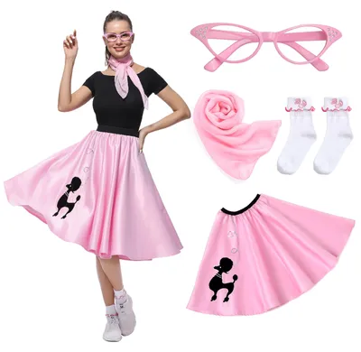 Produktbild von Damen 50er Jahre Pudel Kleid mit Accessoires für Festlichkeiten