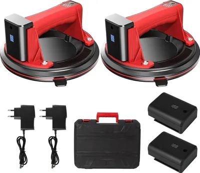 Produktbild von Elektrischer Vakuum-Saugnapfheber, 200 kg Tragfähigkeit, wiederaufladbarer Akku, Rot * 2