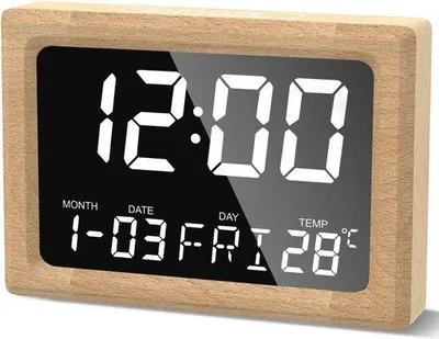 Obrázok produktu pre Digitálne budíky s dreveným dizajnom a LED displejom – zobrazenie teploty, režim spánku a 8 budiacich signálov