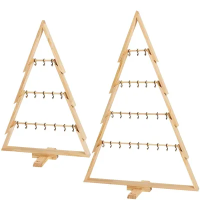 Produktbild von Set mit 2 dekorativen Weihnachtsbaum-Dekorationen aus Holz