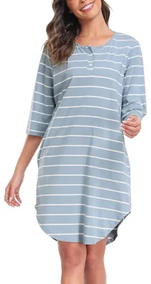 Immagine prodotto di SolidKeus - Camicia da notte da donna in cotone morbido a righe