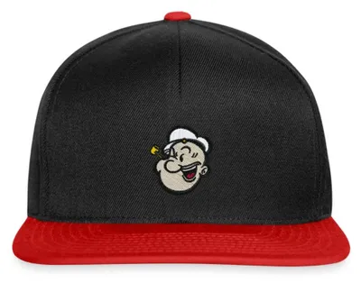 Produktbild von Spreadshirt Popeye Als Stickmotiv Snapback Cap, One size, Schwarz/Rot
