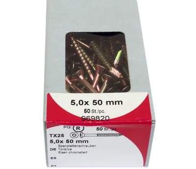 Produktbild von Spanplattenschrauben 5,0 x 50 mm Tordrive Eisen chromatiert