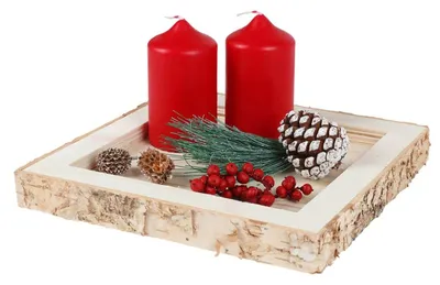 Image de Plateau de décoration Plateau en bois Porte-bougies Décoration de table Décoration de Noël Support pour arrangements floraux