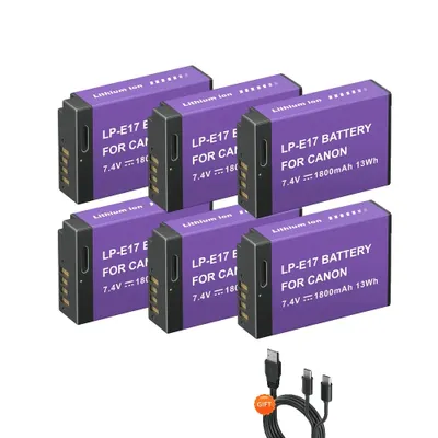 Obrázek produktu pro Baterie Canon LP-E17, kapacita 1800 mAh, kompatibilita s USB typu C, 6 kusů baterií