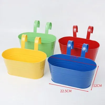 Produktbild von Hängepflanzentöpfe aus Metall, große Hängepflanzentöpfe für Balkon, Zaun, Garten, Wohnaccessoires (4 Farben)