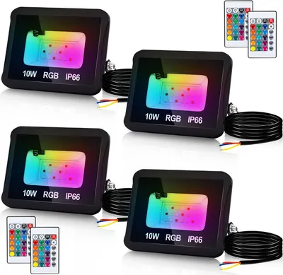 Produktbild von Jopassy RGB LED Strahler 10W RGB fluter RGB LED Außenstrahler Außenstrahler mit Fernbedienung IP66 Wasserdicht für Garten 4 Stück