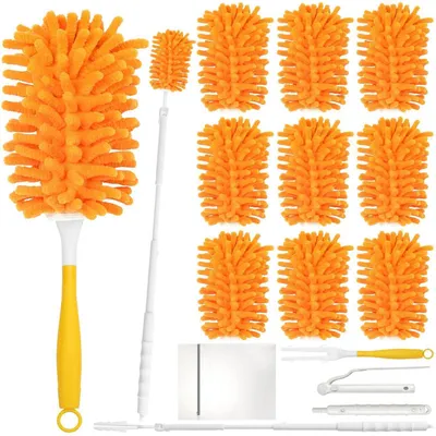 Image de Têtes de serpillère lavables pour Swiffer, lot de 10, avec manche télescopique et manche court
