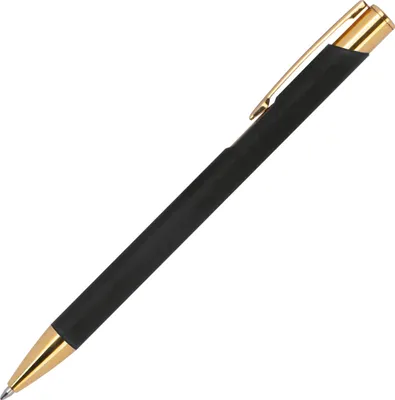 Produktbild von Kugelschreiber aus Metall / mit goldenen Applikationen / Farbe: schwarz