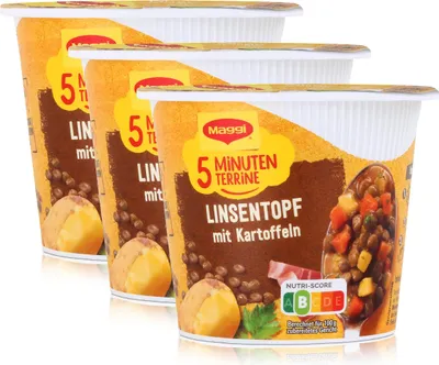 Produktbild von Maggi 5 Minuten Terrine Linsentopf mit Kartoffen 49g (3er Pack)
