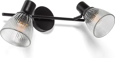 Produktbild von Wandleuchte aus Metall und Glas Aron 2 Spots Schwarz