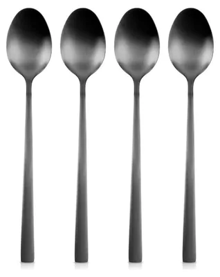 Image de 4 cuillères à cocktail noires Cuillères à dessert longues pour glace Café Set de cuillères