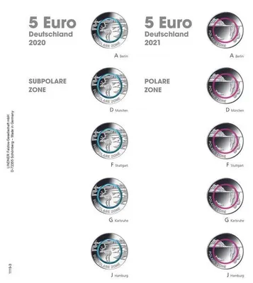 Produktbild von Lindner 1119-3 Karat Vordruckblatt 5 Euro-Sammlermünzen: Deutschland 2020 - 2021